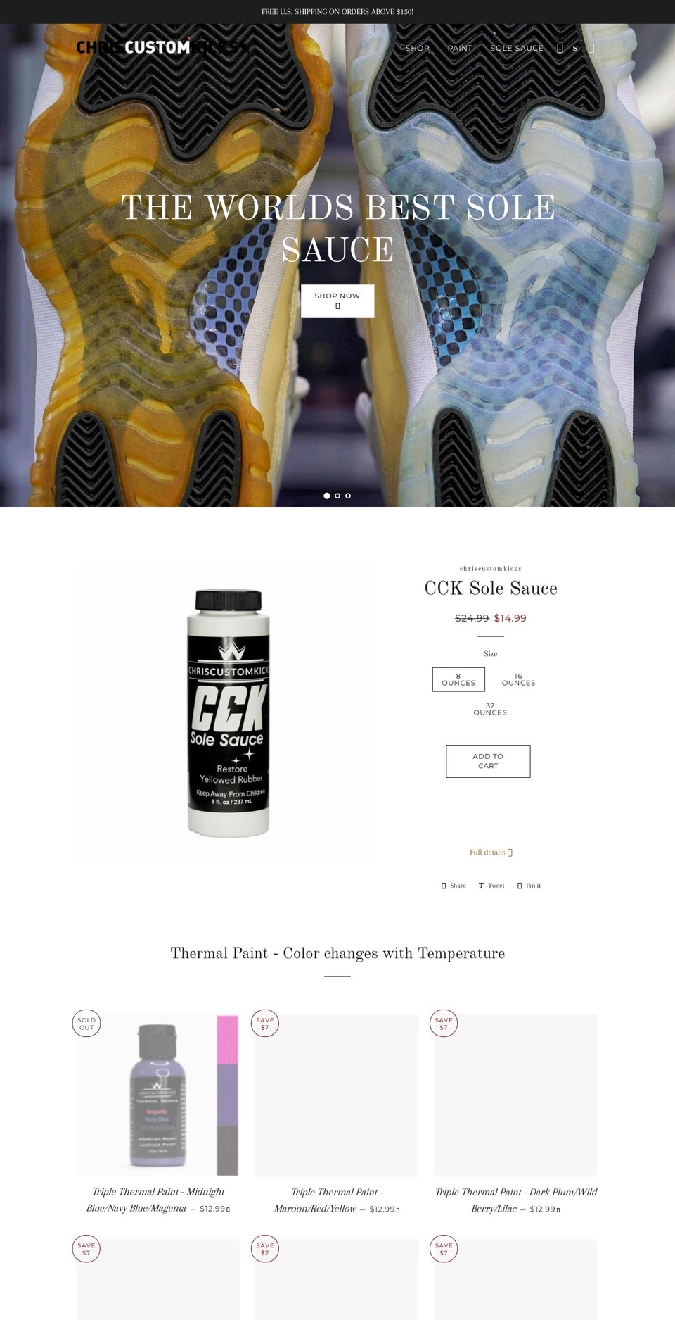 chriscustomkicks.com — Shopify storefront screenshot