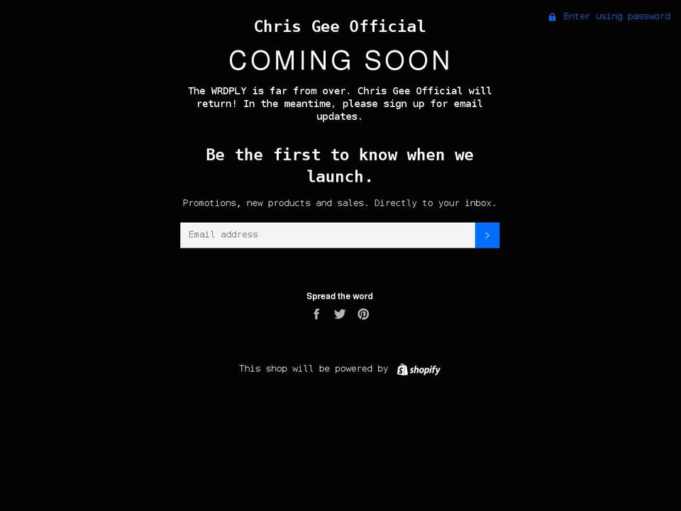 chrisgeeofficial.com shopify website screenshot