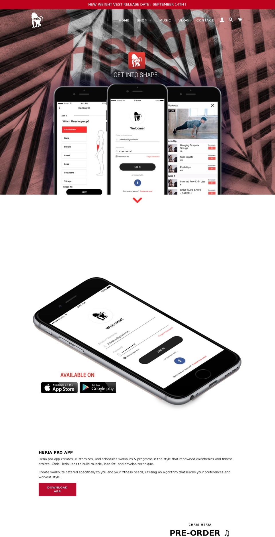 chrisheria.com shopify website screenshot