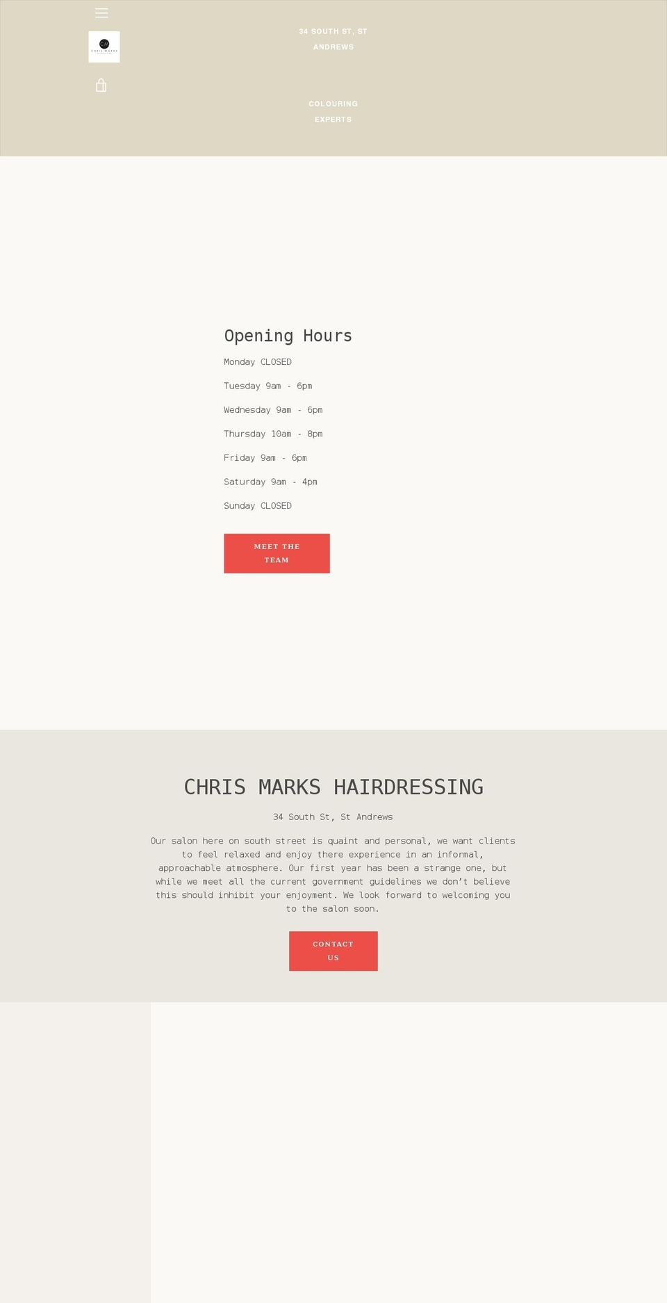 chrismarkshair.com shopify website screenshot