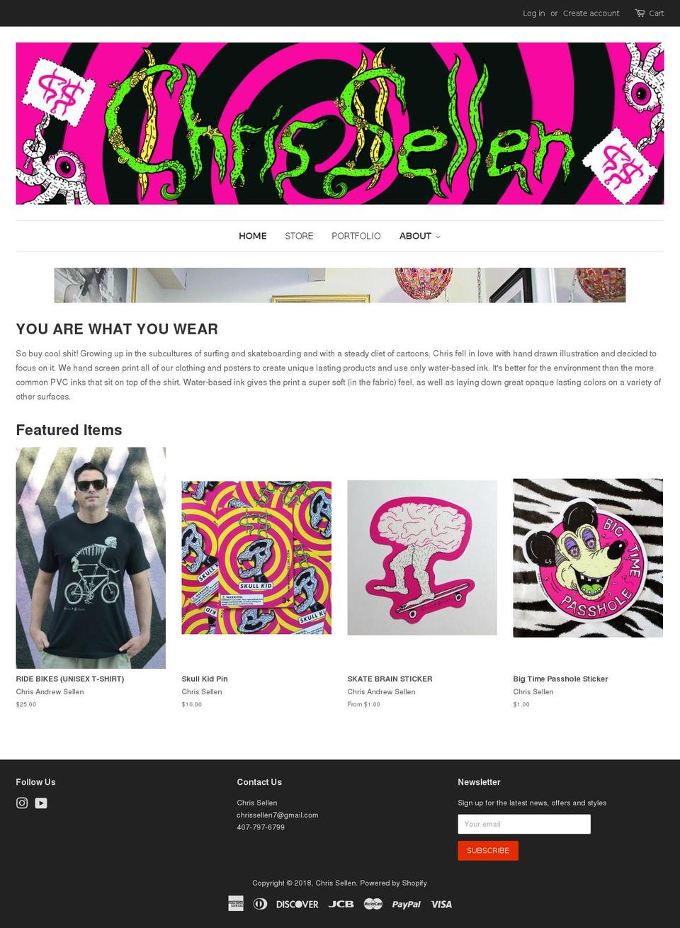 chrissellen.com shopify website screenshot