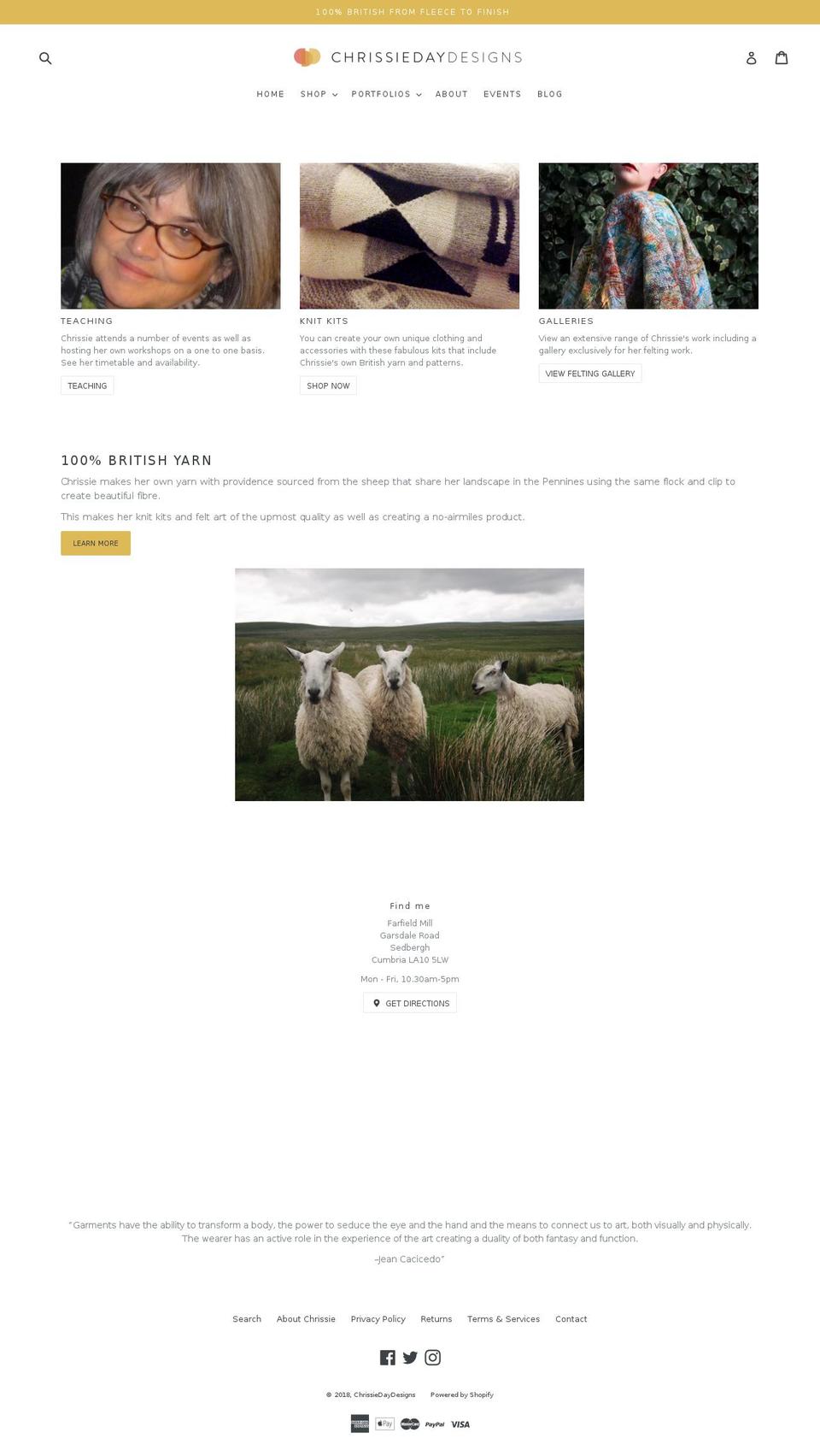 chrissieday.co.uk shopify website screenshot