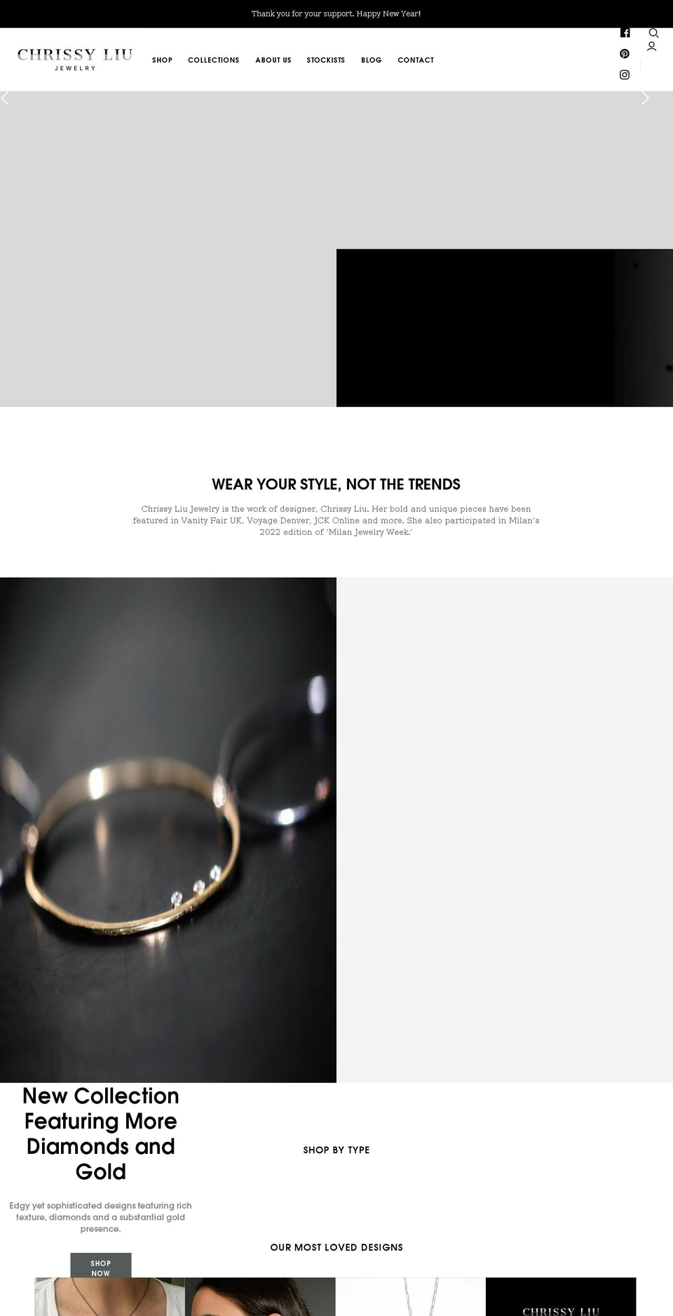 chrissyliujewelry.com shopify website screenshot