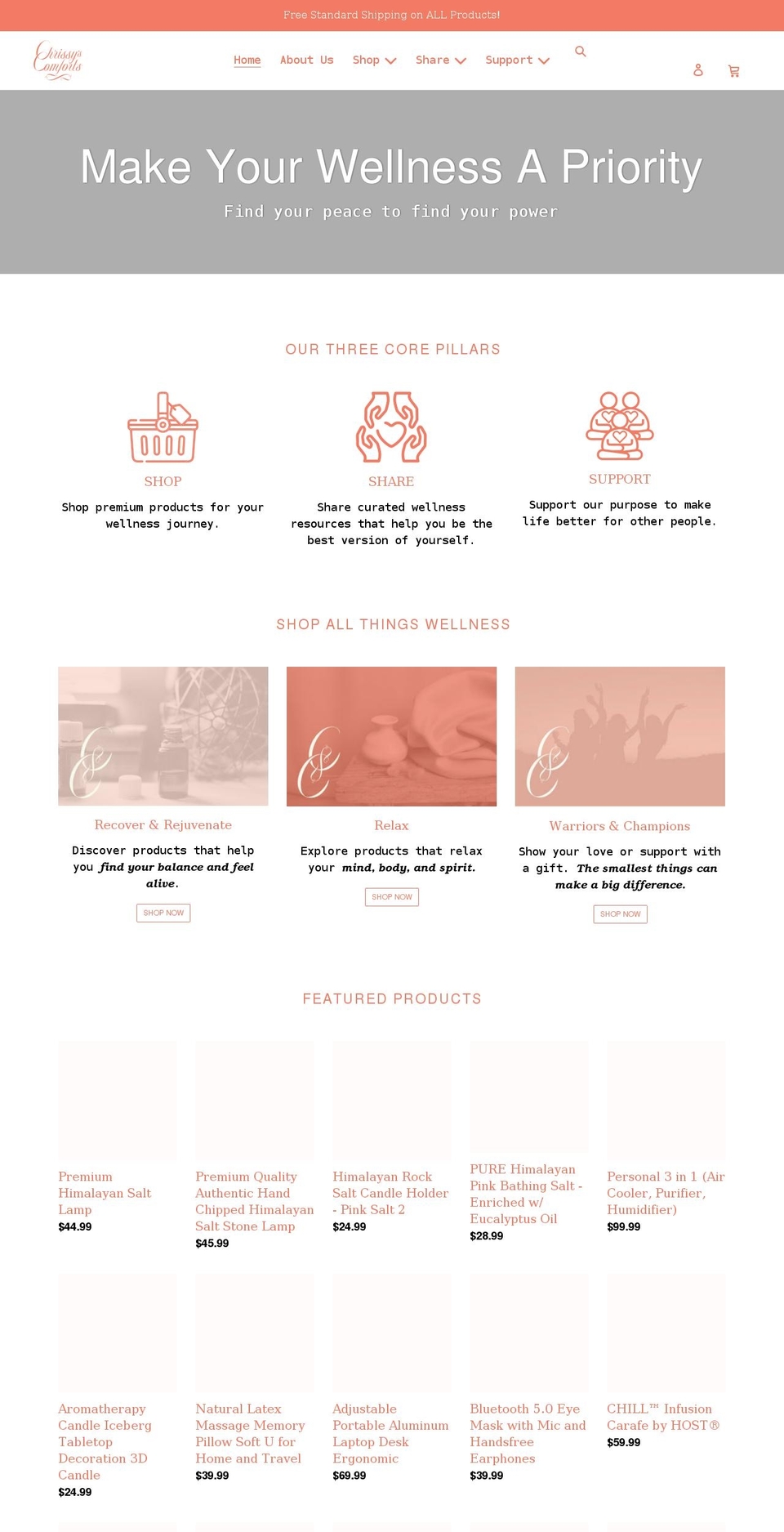 chrissyscomforts.com shopify website screenshot