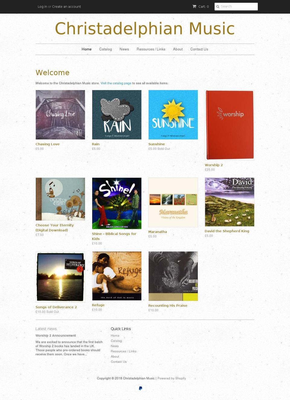 christadelphiancds.co.uk shopify website screenshot