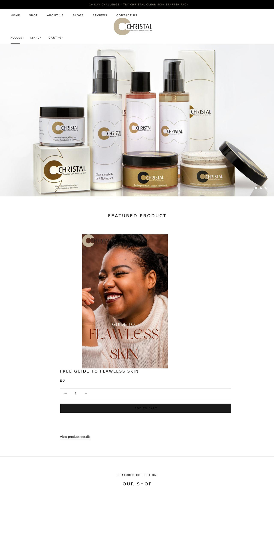 christalcosmetics.com shopify website screenshot