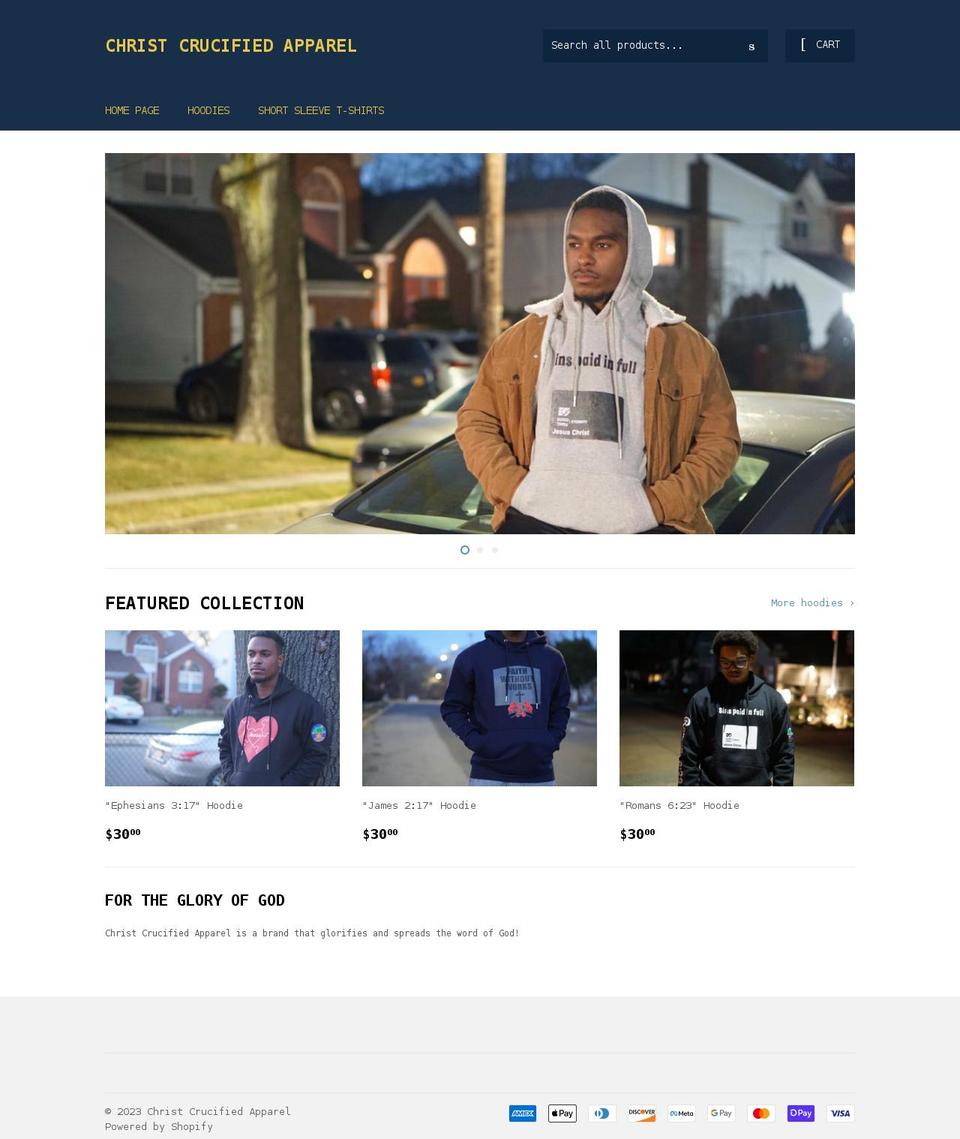 christcrucifiedapparel.com shopify website screenshot