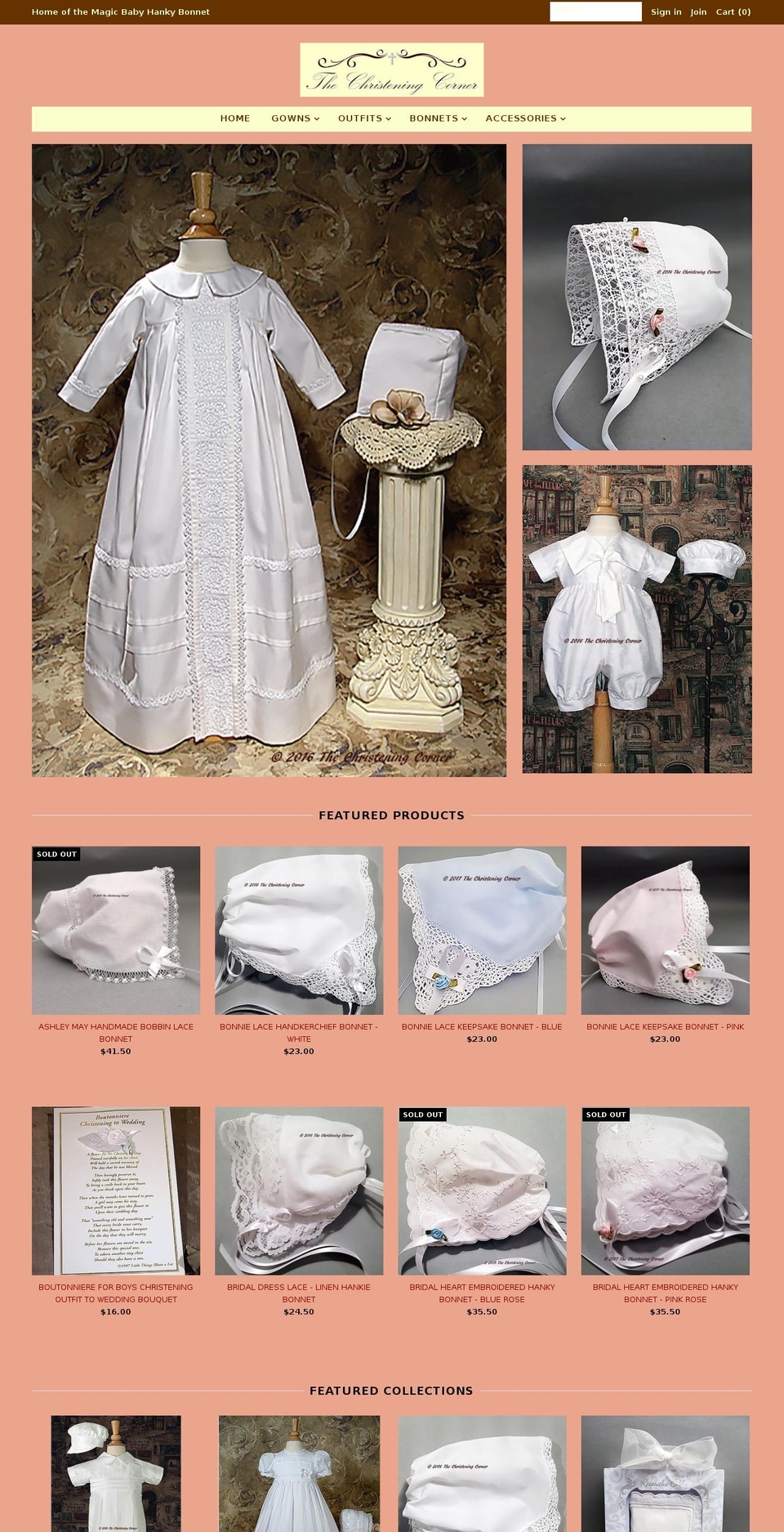 christeningcorner.com — Shopify storefront screenshot