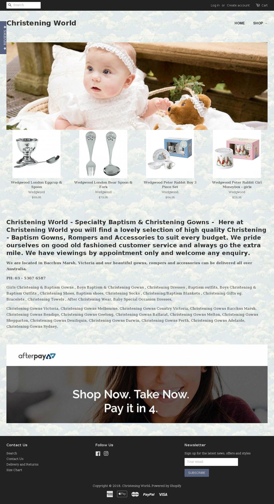 christeningworld.com.au shopify website screenshot