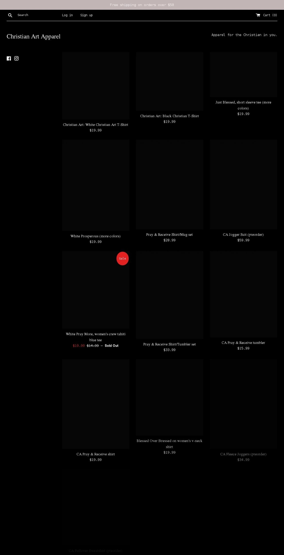 christianartapparel.com shopify website screenshot