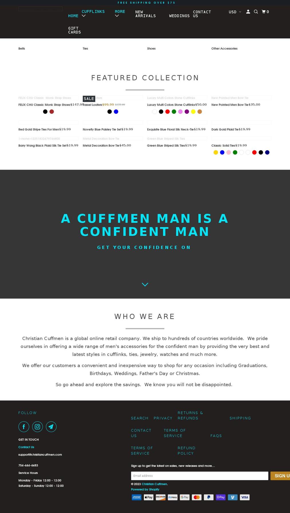 christiancuffmen.com shopify website screenshot