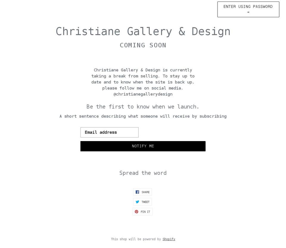 christianegallerydesign.com shopify website screenshot