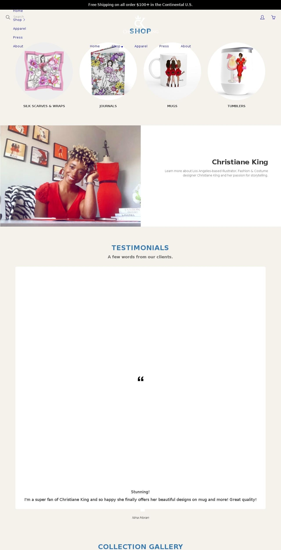 christianeking.com shopify website screenshot