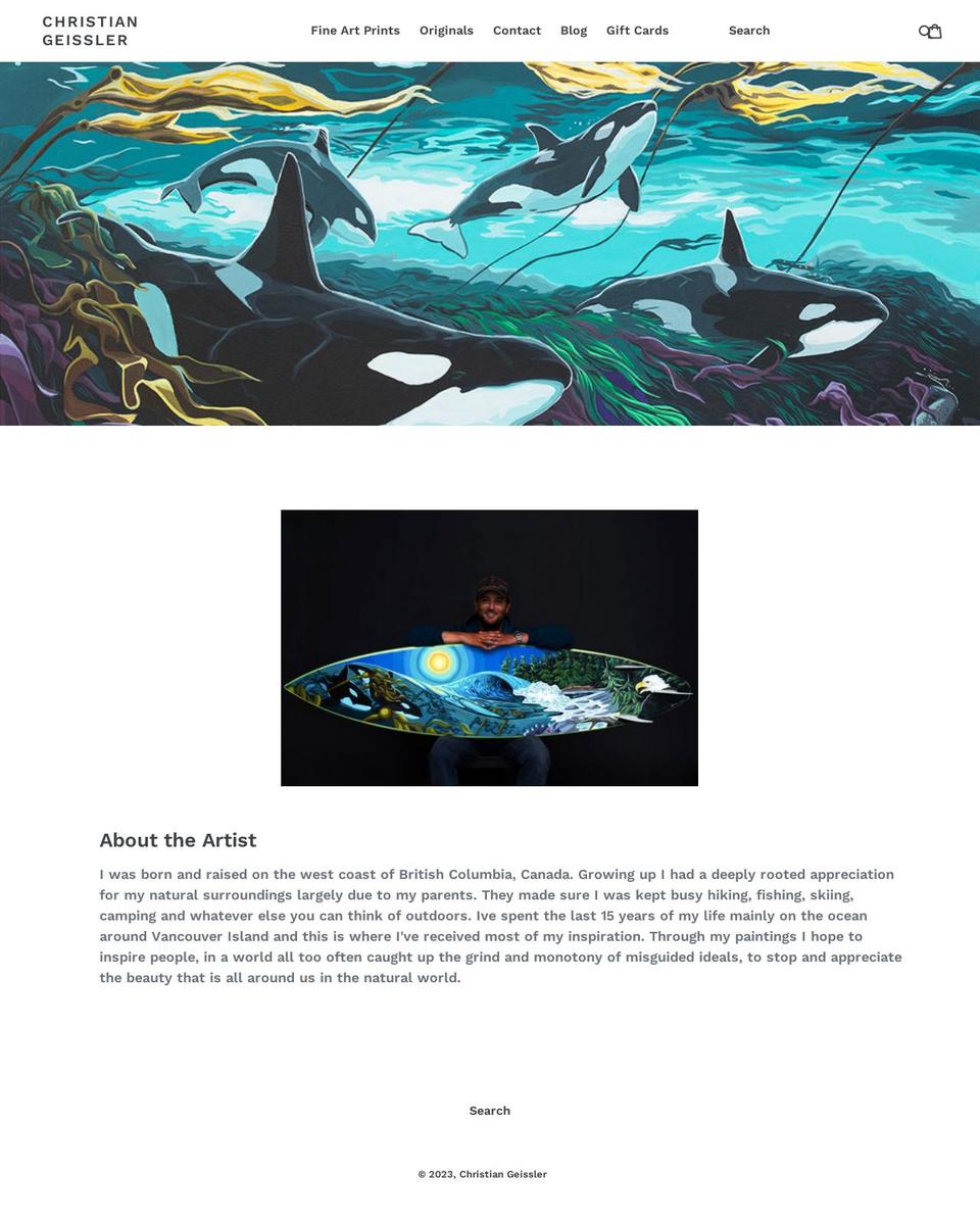 christiangeisslerart.com shopify website screenshot
