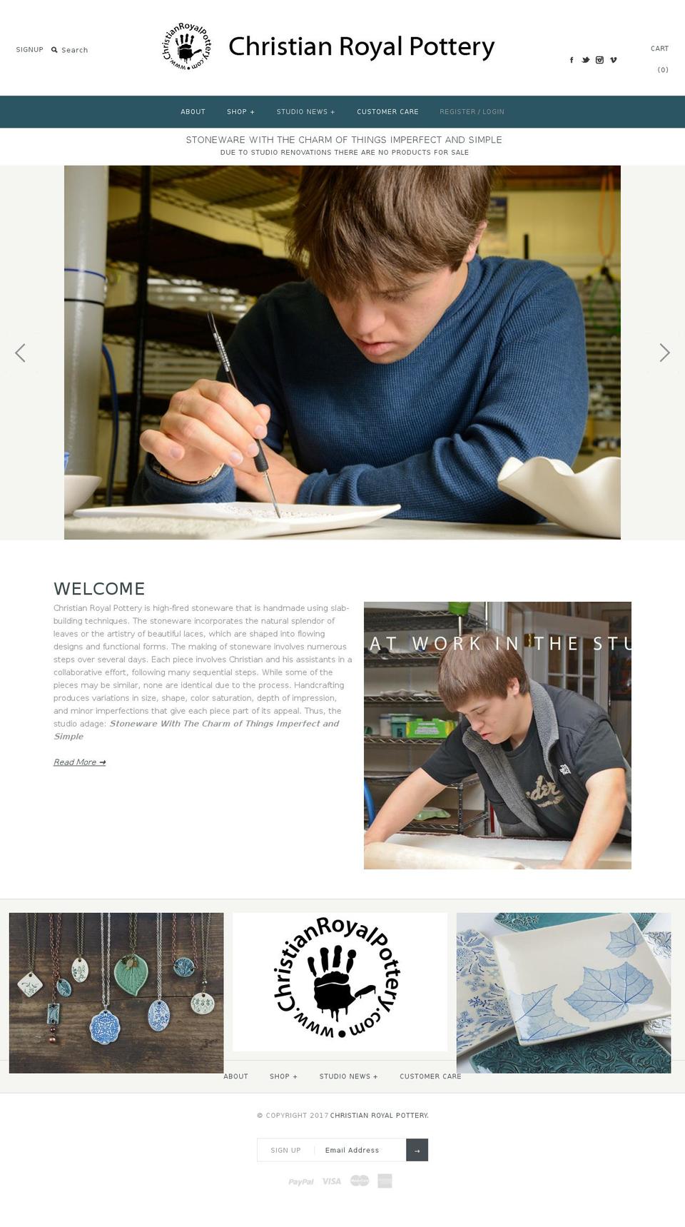 christianroyalpottery.com shopify website screenshot