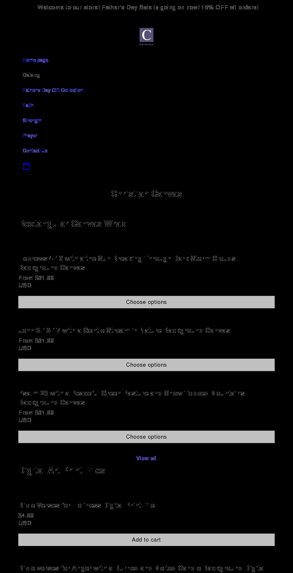 christianscanvas.com shopify website screenshot