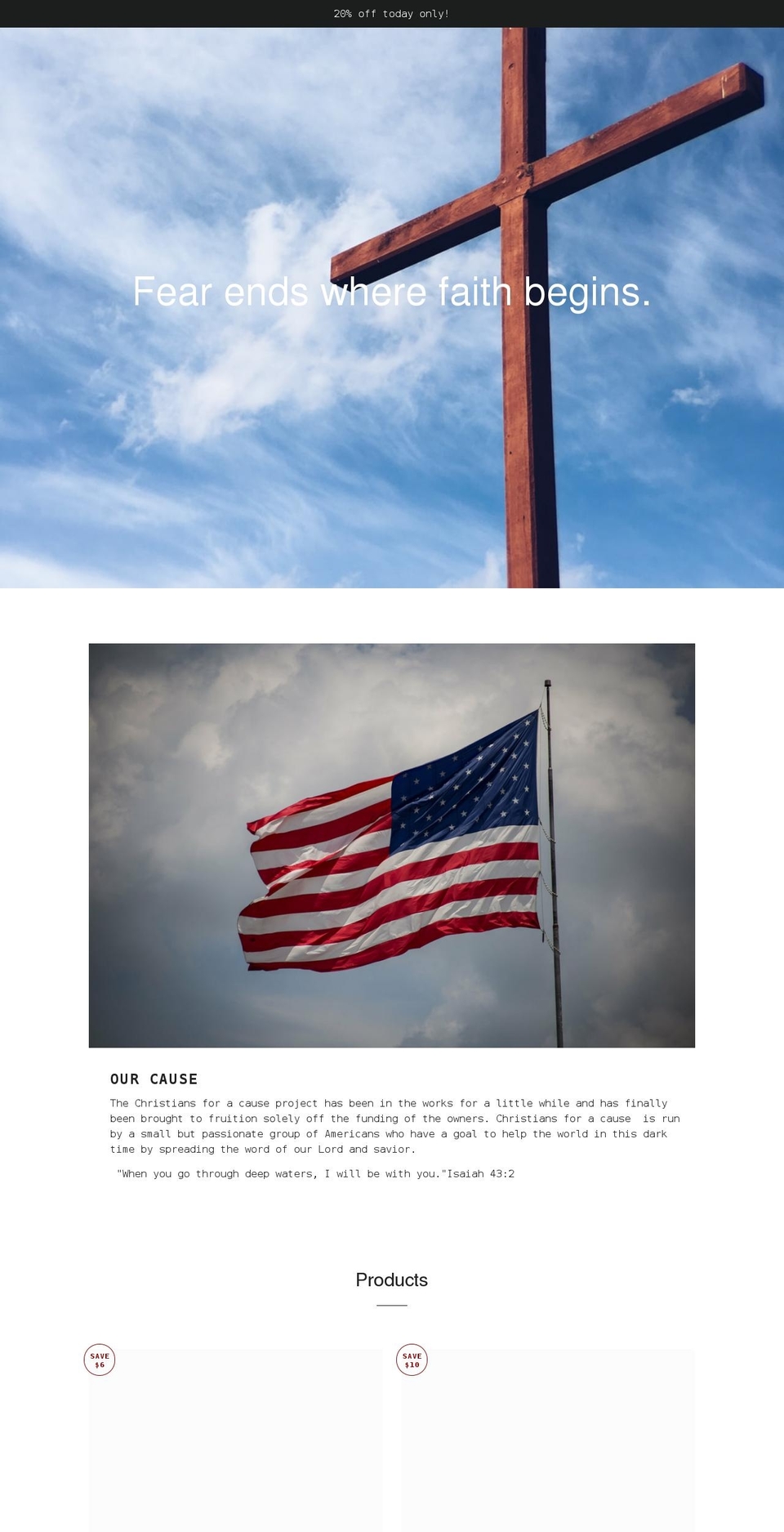 christiansforacause.com shopify website screenshot