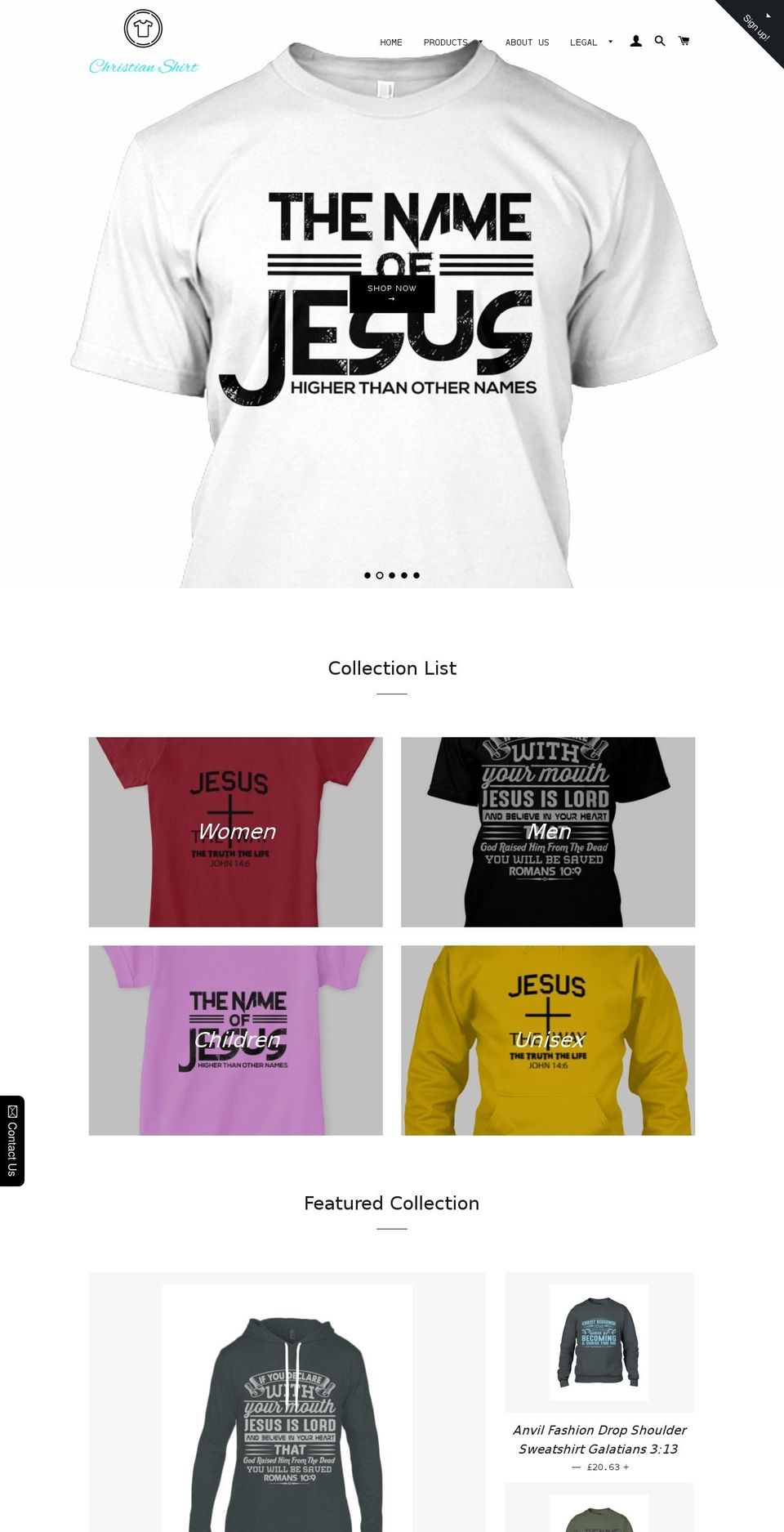 christianshirt.org shopify website screenshot