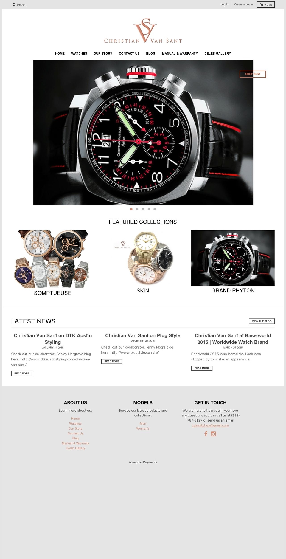 christianvansantwatches.com shopify website screenshot