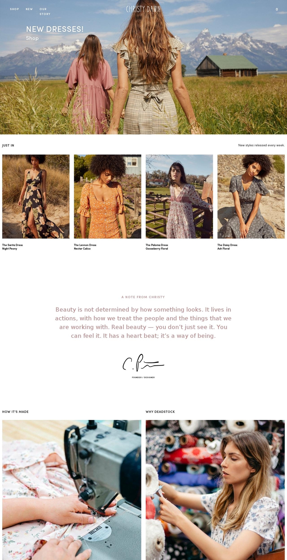 Christy Dawn Summer 2018 Shopify theme site example christiedawn.com