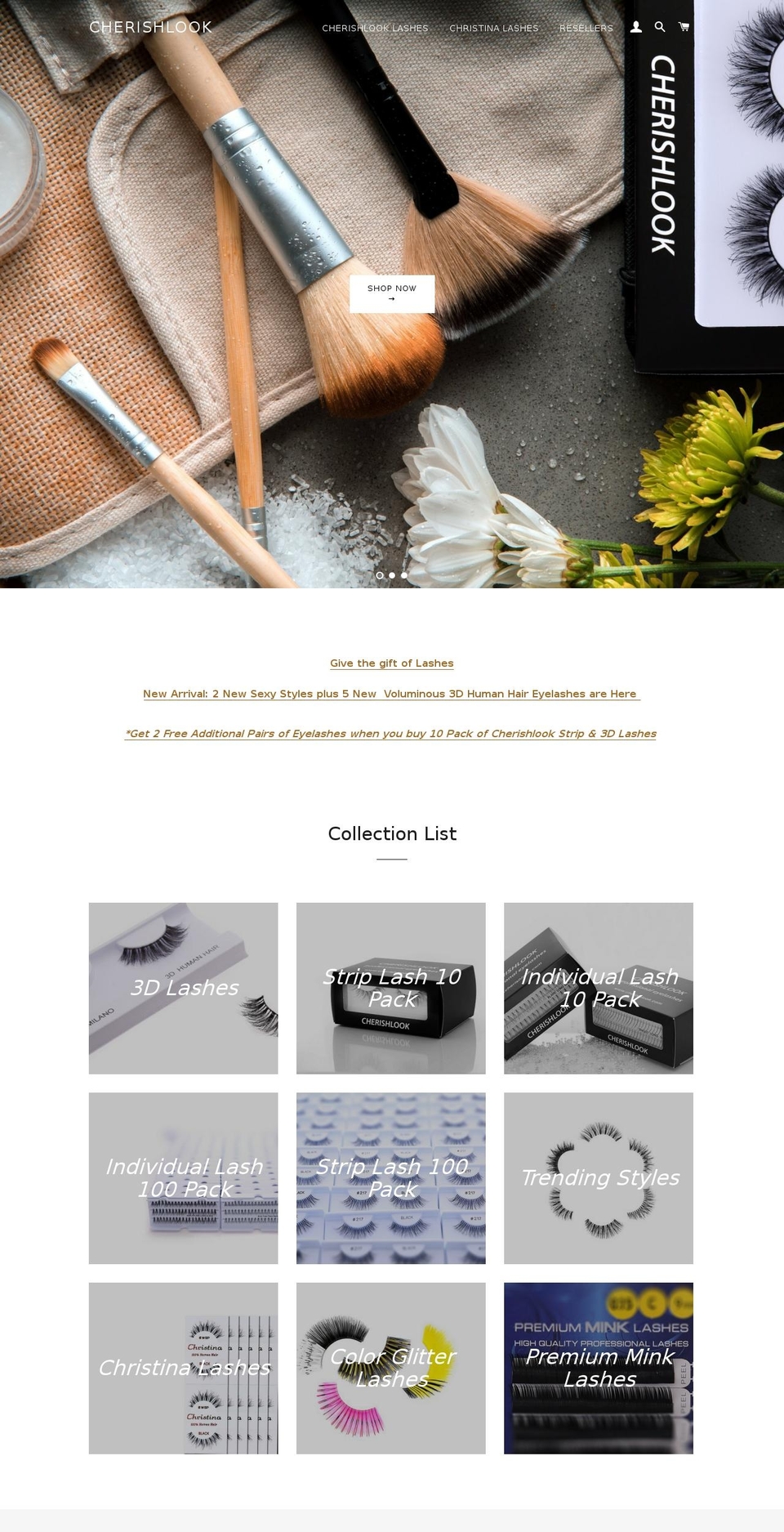christinalashes.com — Shopify storefront screenshot