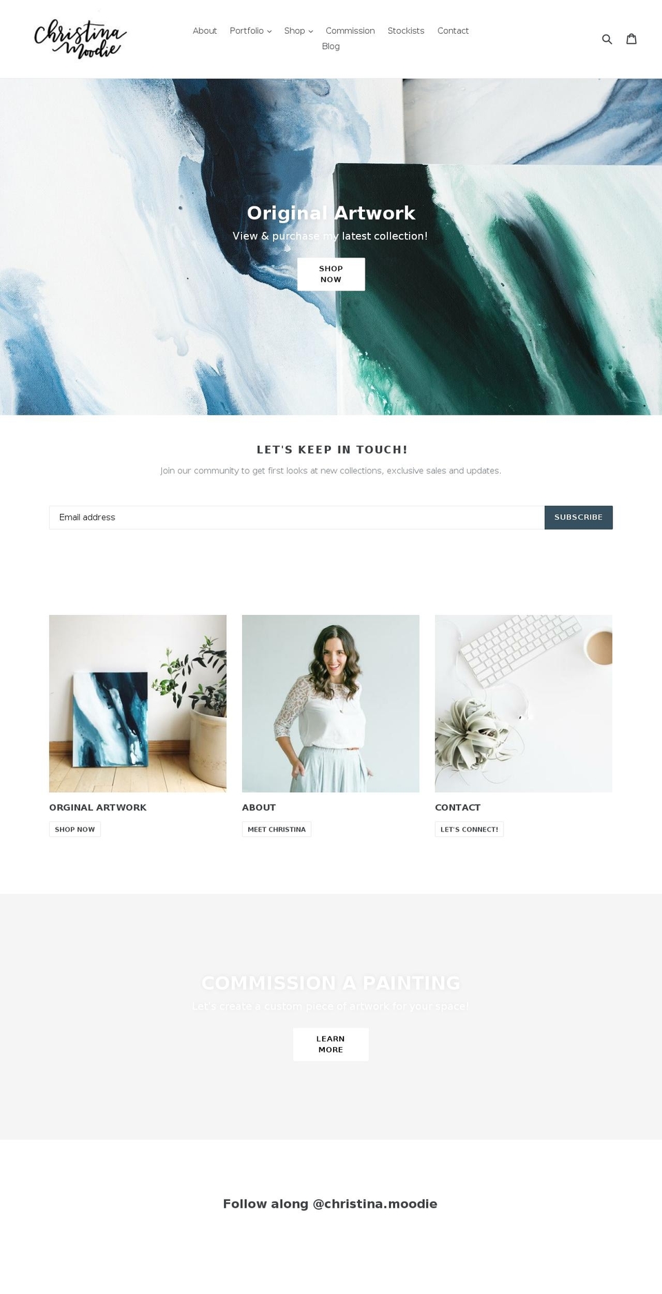 christinamoodie.com shopify website screenshot