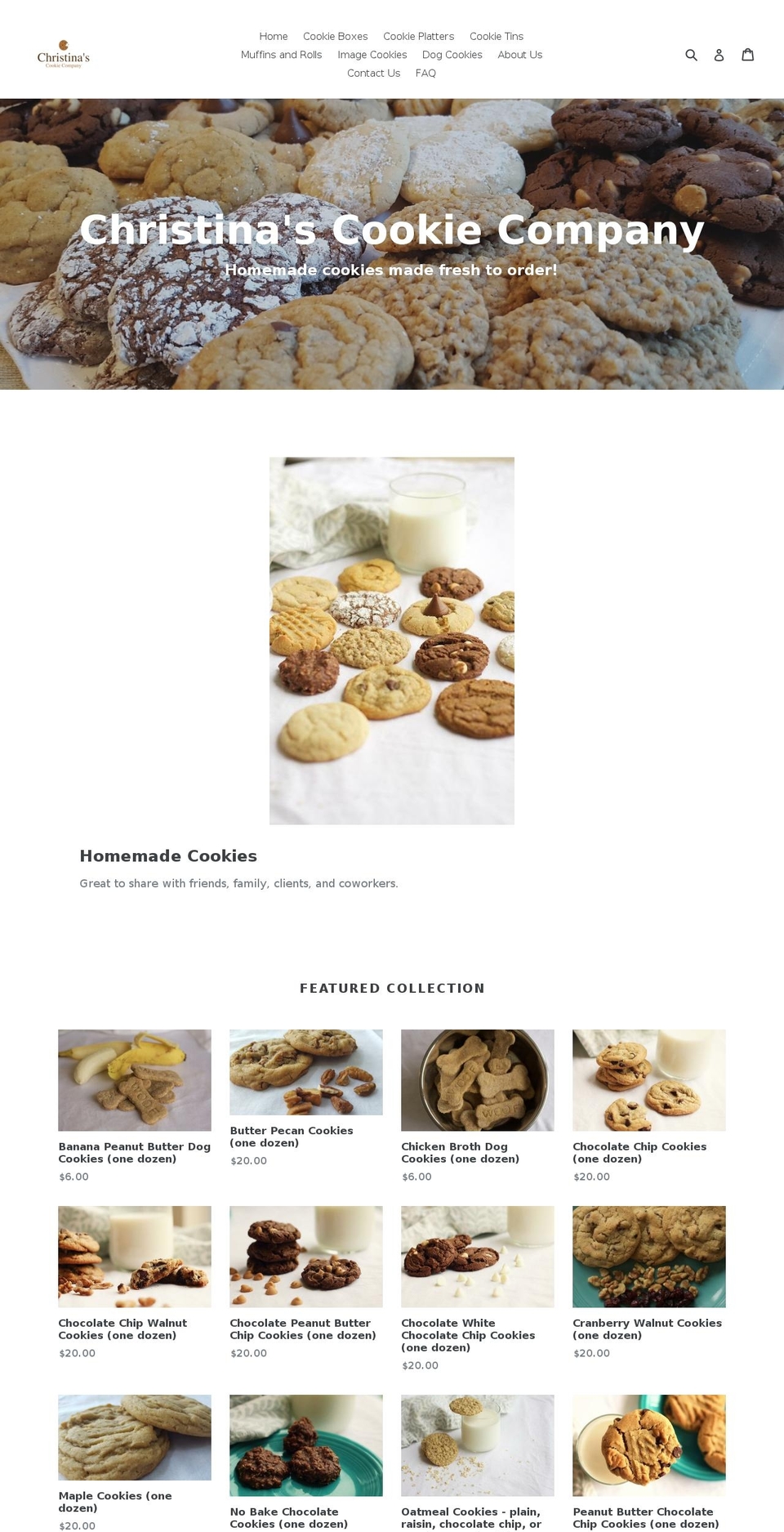 christinascookieco.com — Shopify storefront screenshot