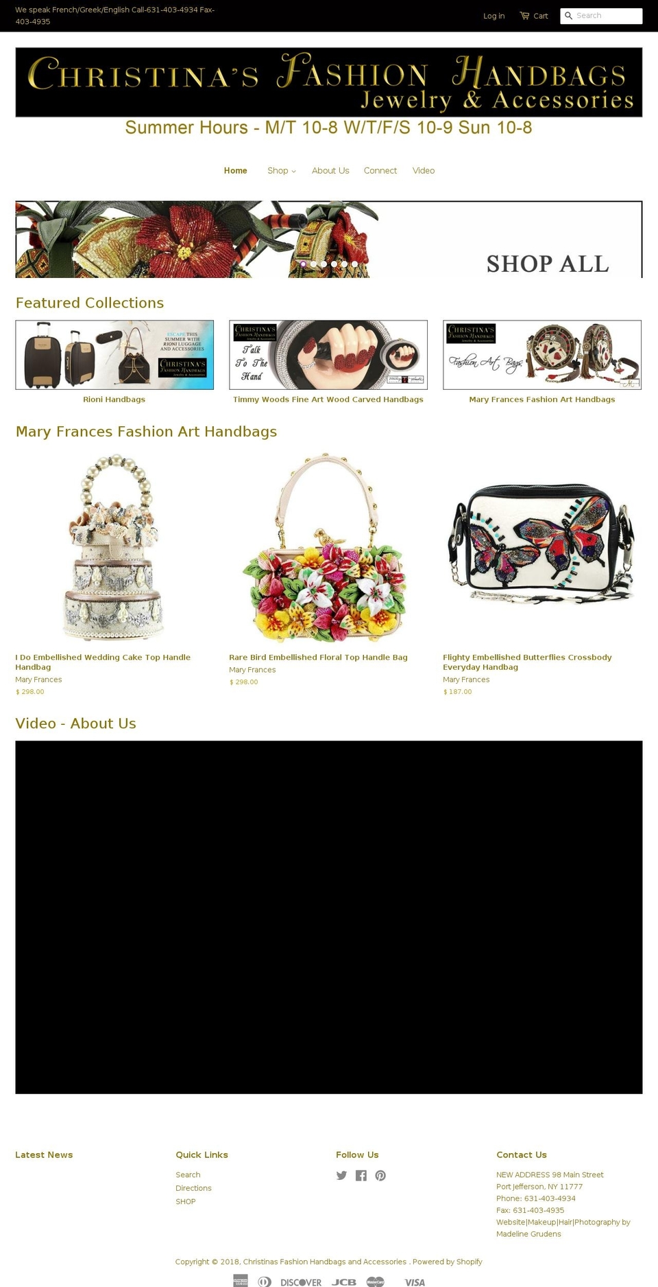 christinasfashionhandbags.com shopify website screenshot