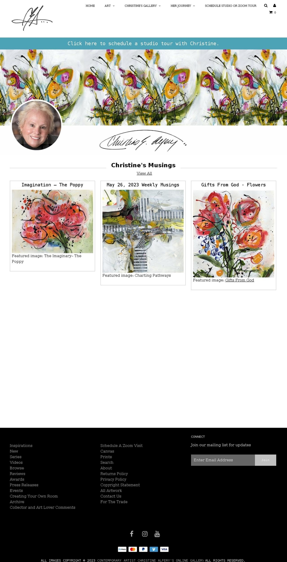 christinealfery.com shopify website screenshot