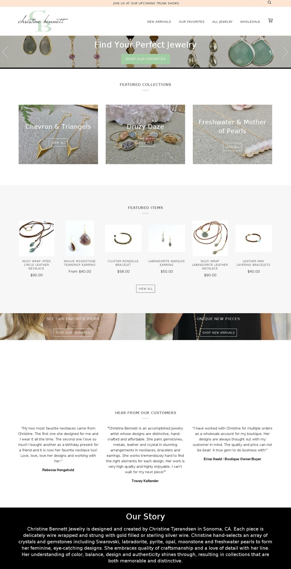 christinebennettjewelry.com shopify website screenshot