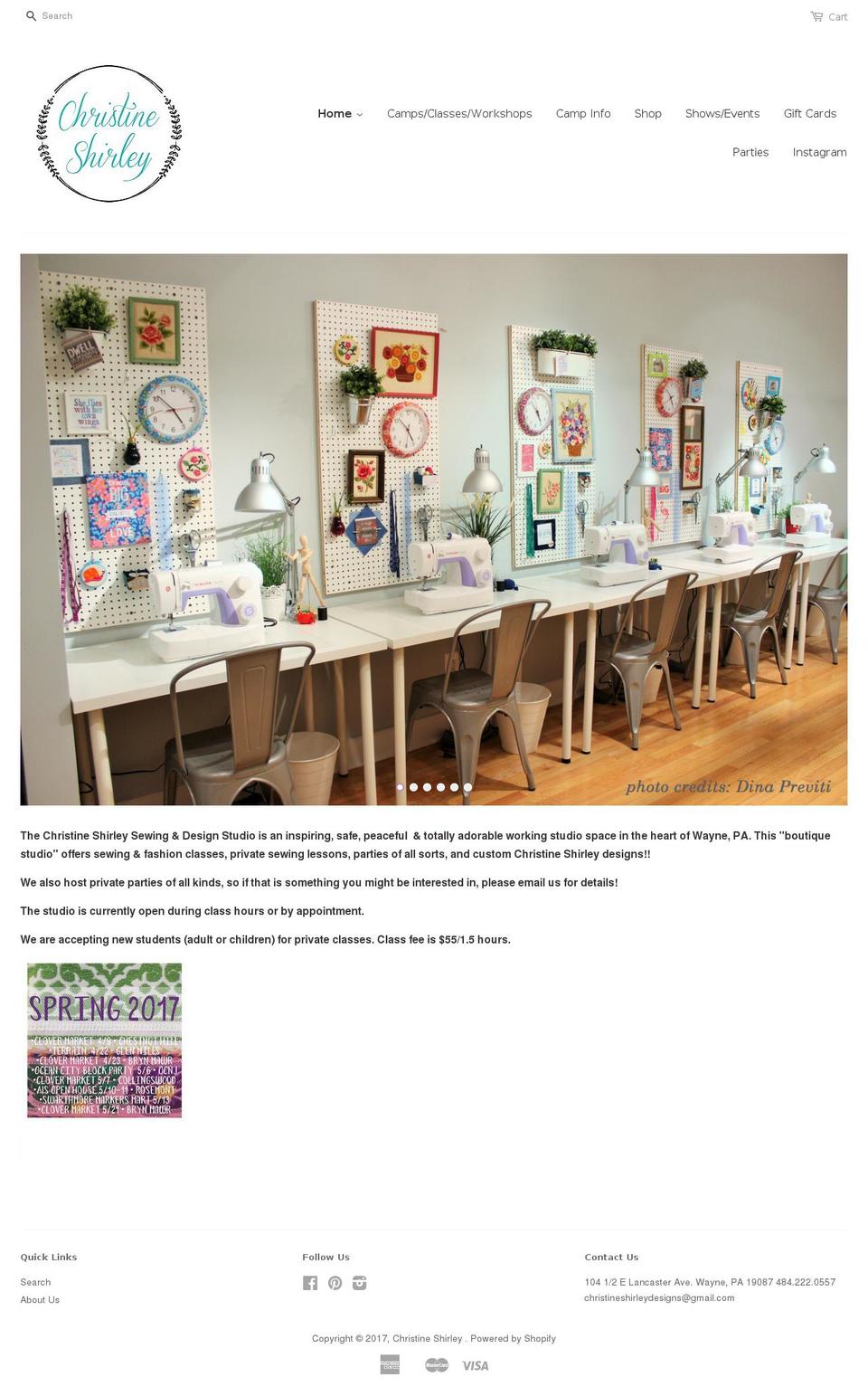 christineshirley.com shopify website screenshot