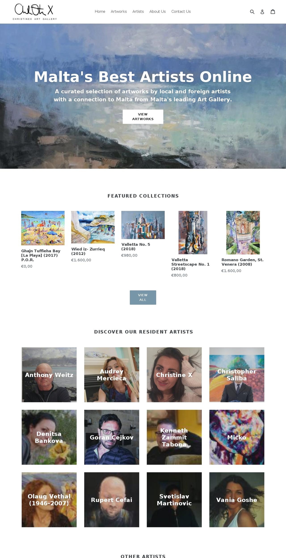 christinexart.com — Shopify storefront screenshot