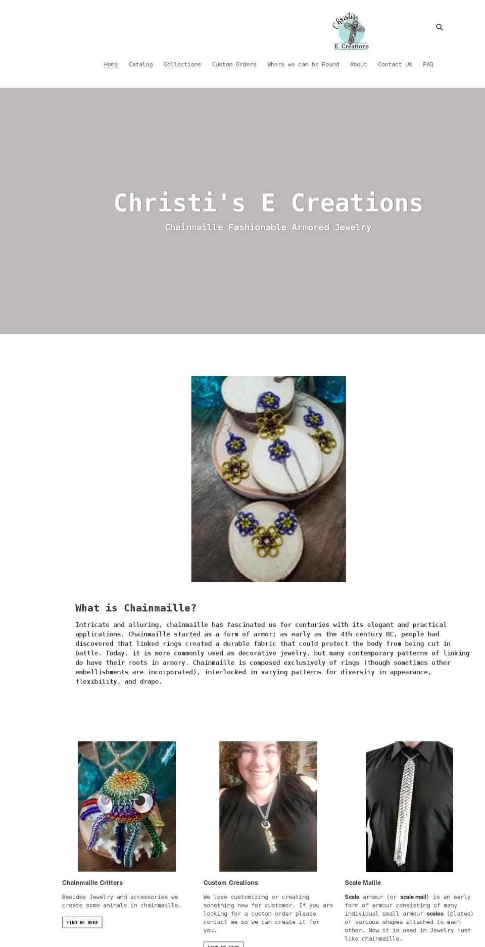 christisecreations.com shopify website screenshot
