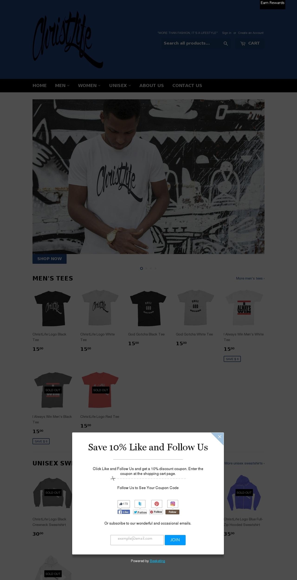 christlifeapparelonline.com shopify website screenshot