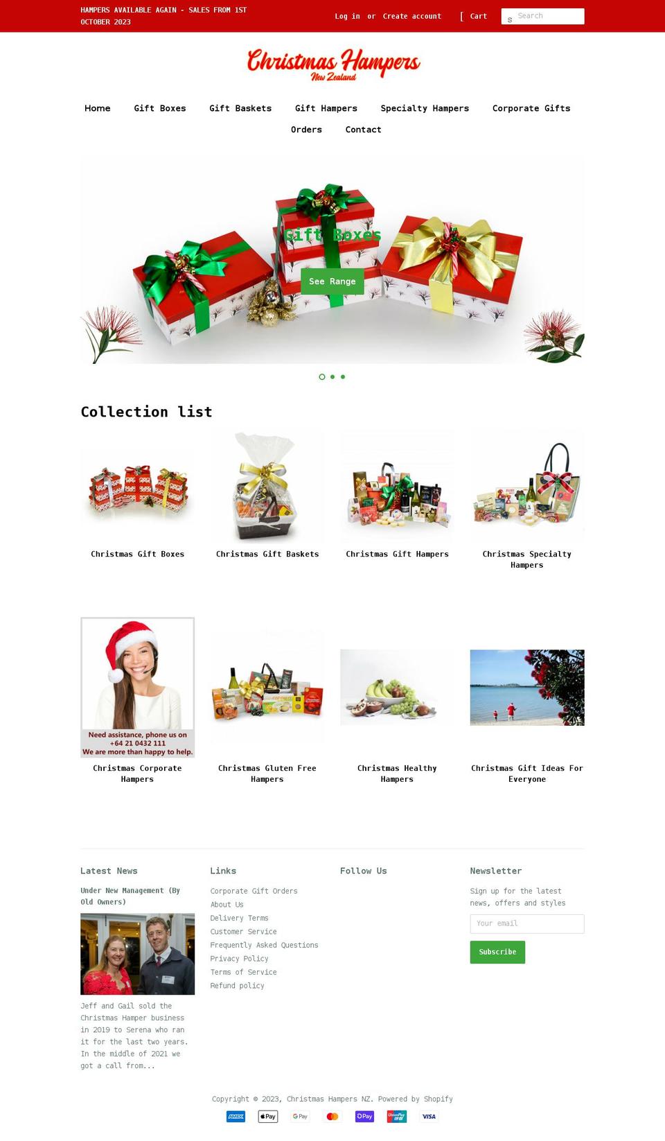 christmashampers.co.nz shopify website screenshot