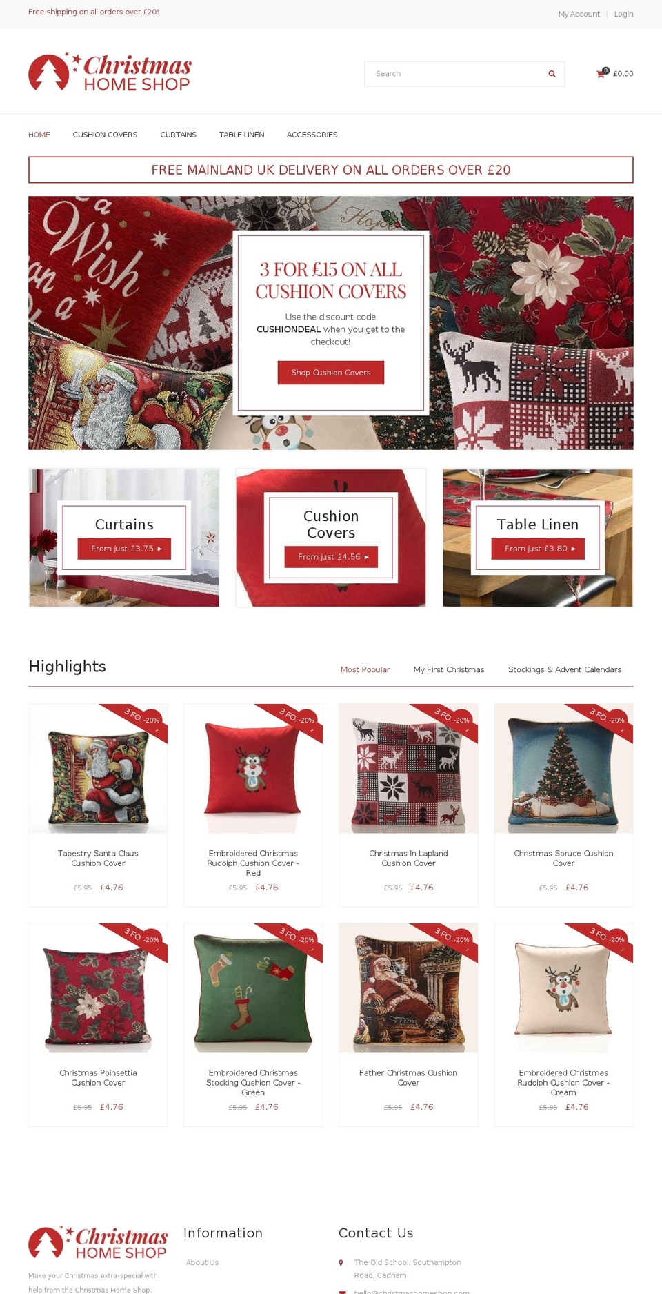 Handmade Shopify theme site example christmashomeshop.com