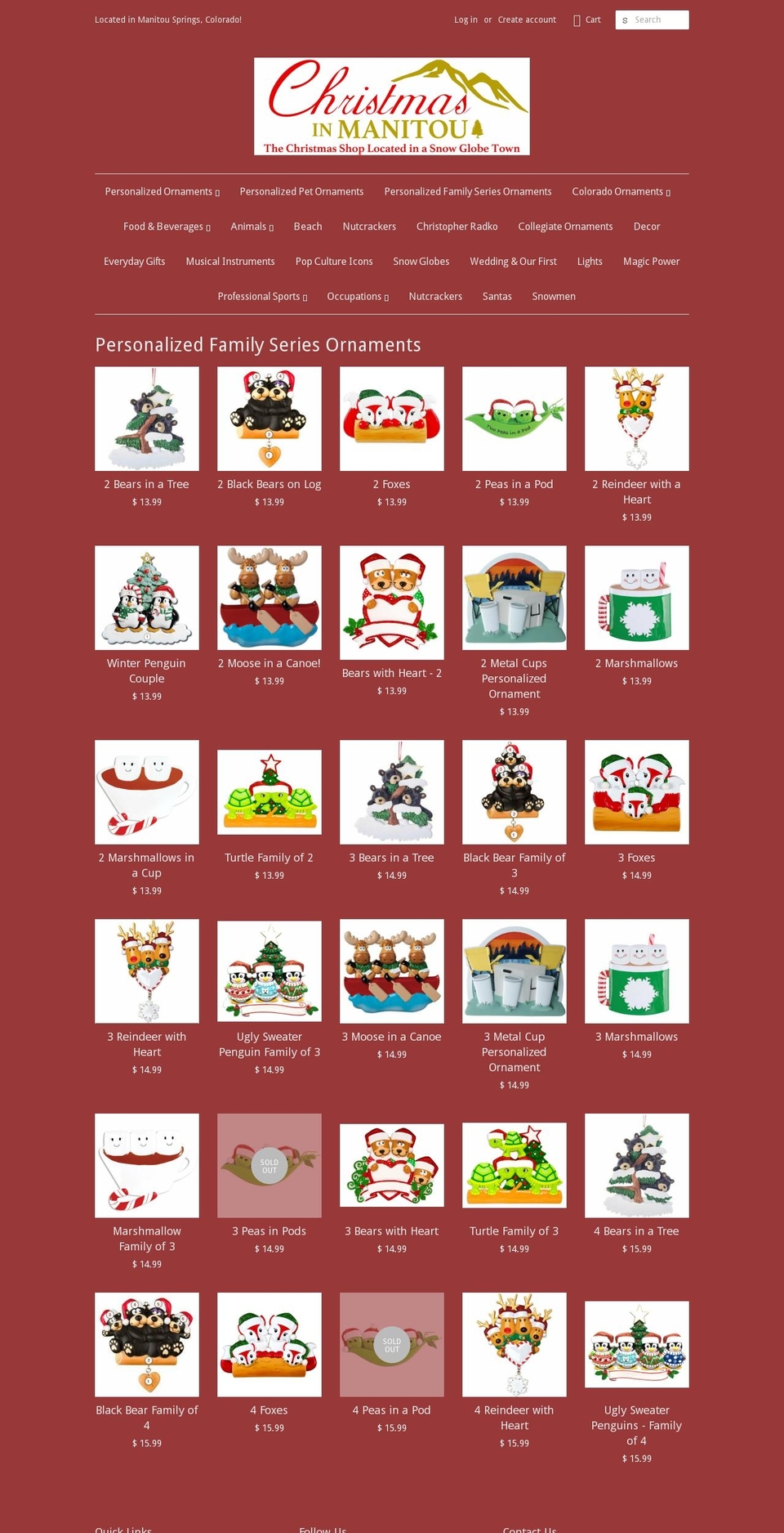 christmasinmanitou.com shopify website screenshot