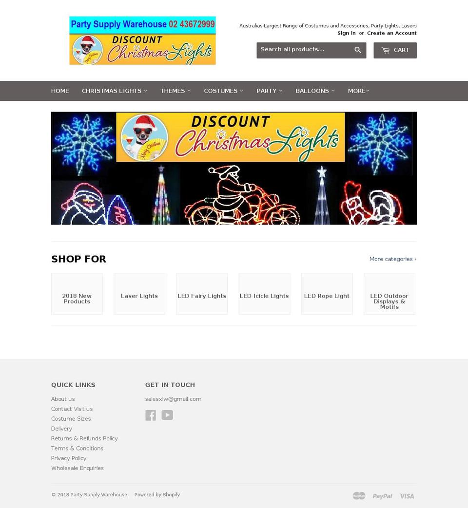 christmaslightswarehouse.com.au shopify website screenshot