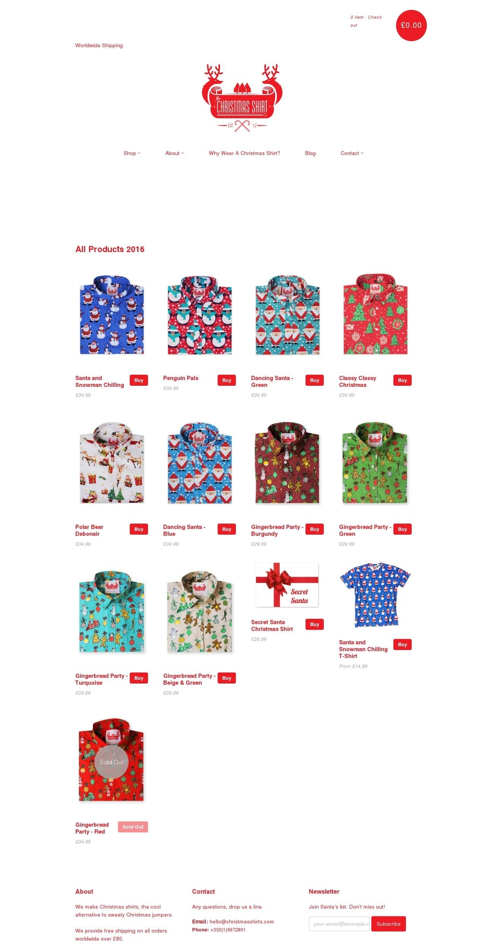new standard Shopify theme site example christmasshirts.com