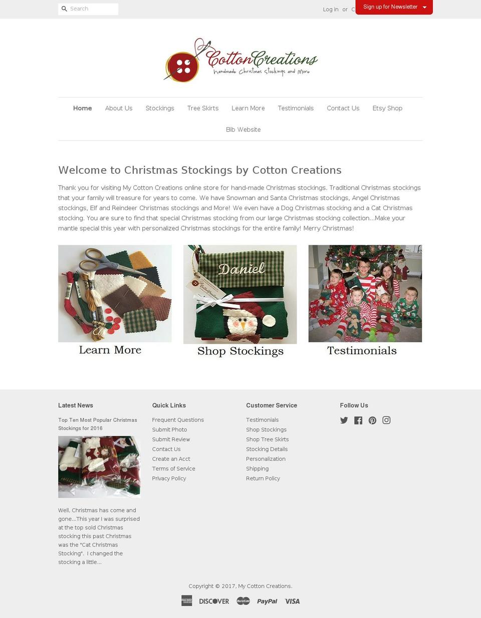 christmasstockingsbycottoncreations.com shopify website screenshot