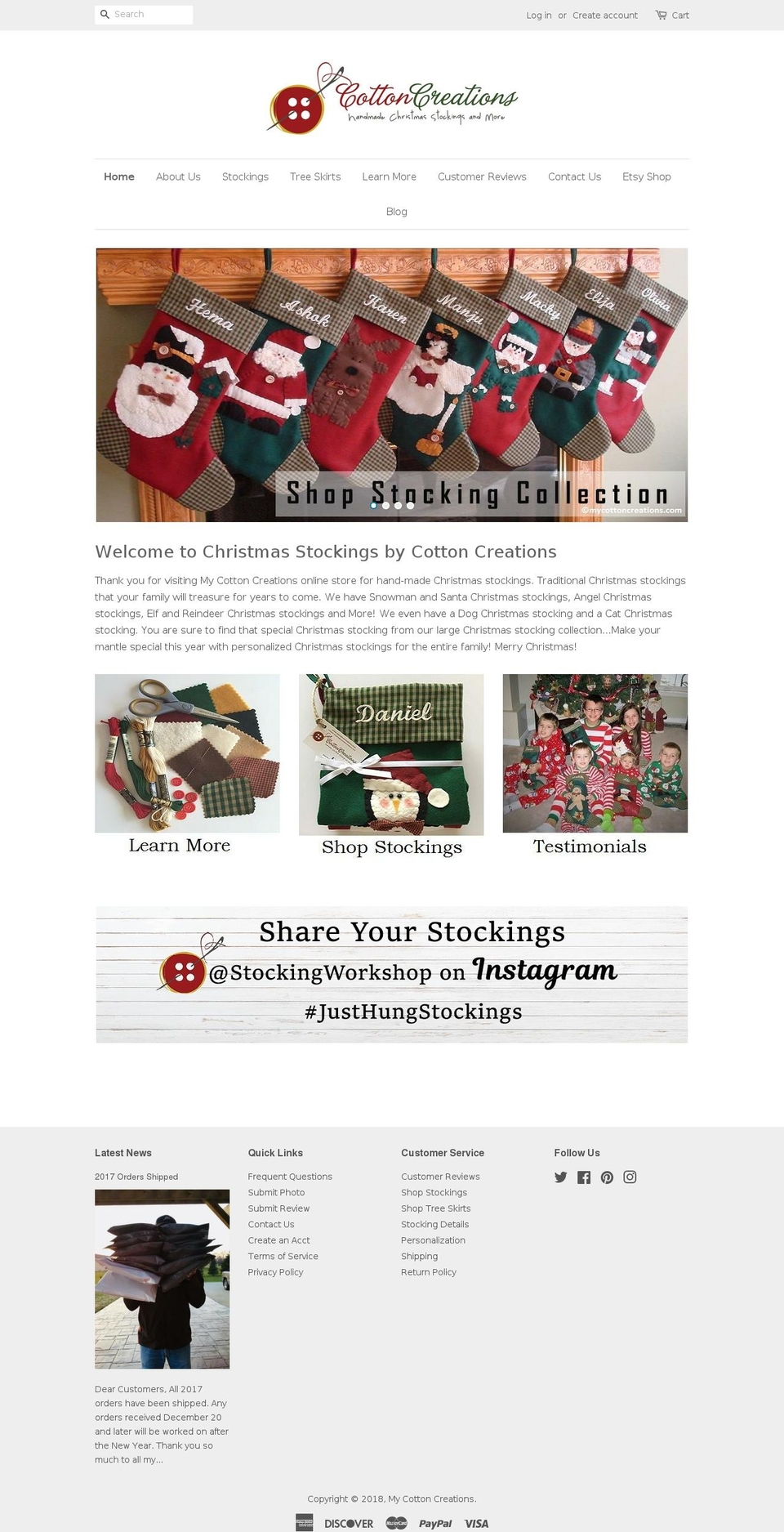 christmasstockingworkshop.com — Shopify storefront screenshot