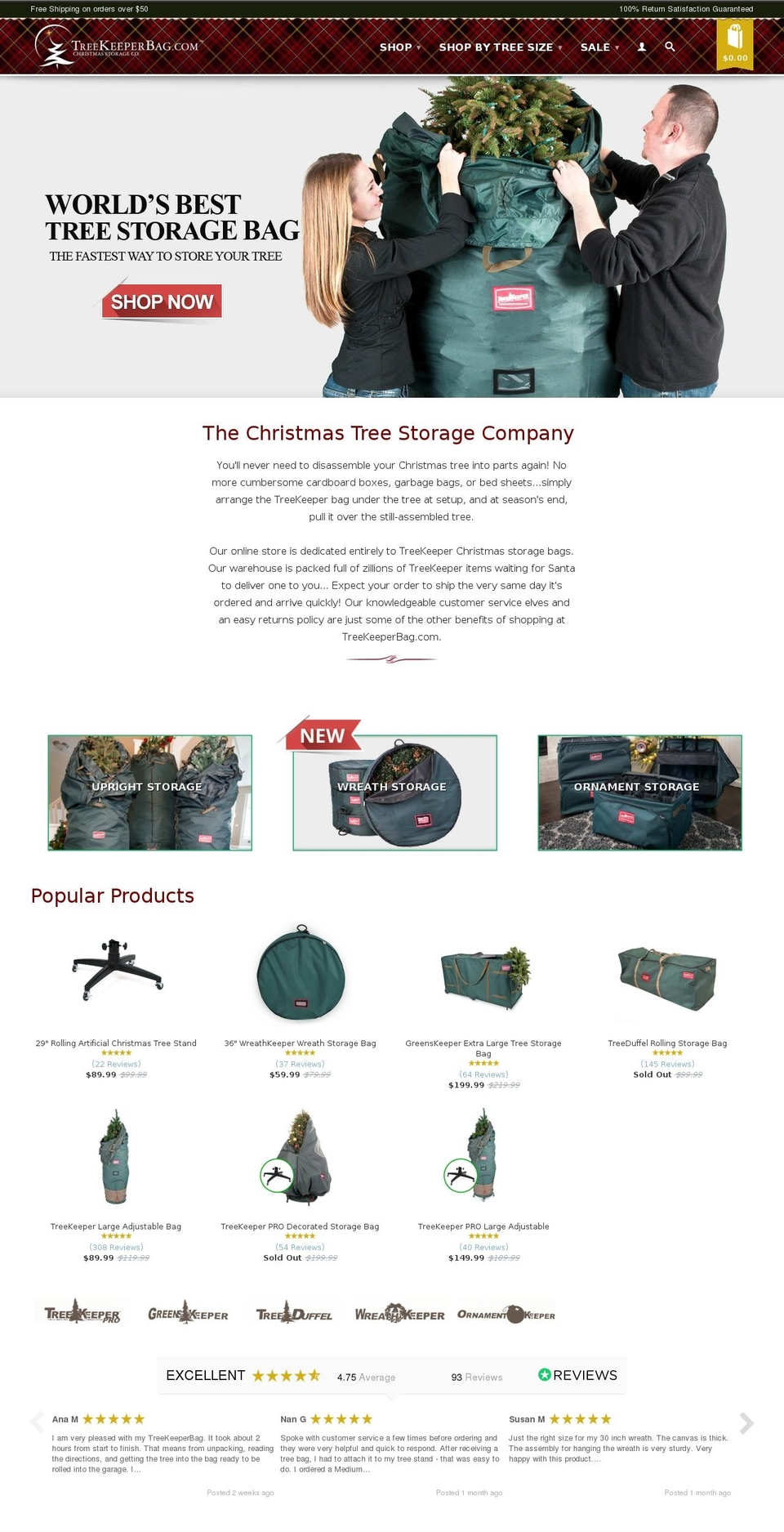 christmastreebags.net shopify website screenshot