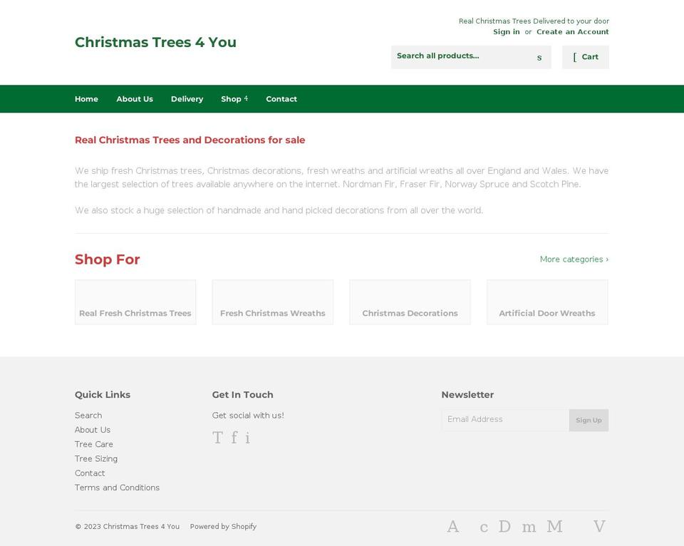 christmastrees4you.co.uk shopify website screenshot