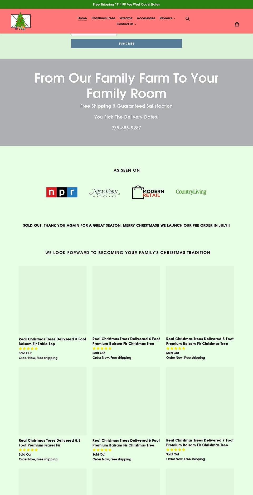 christmastreesinthemail.com shopify website screenshot