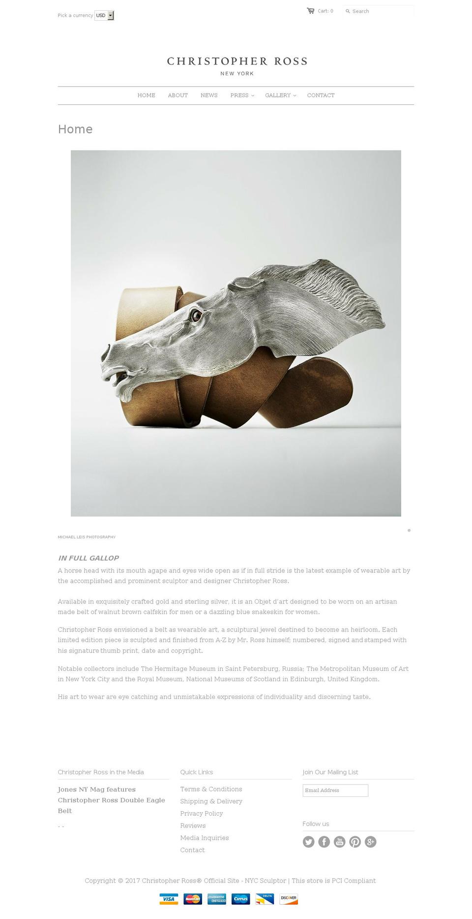 christopher-ross-collection.com shopify website screenshot