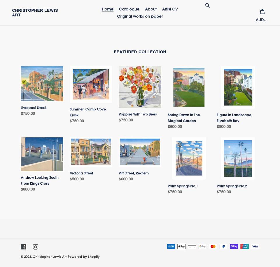 christopherlewisart.com shopify website screenshot