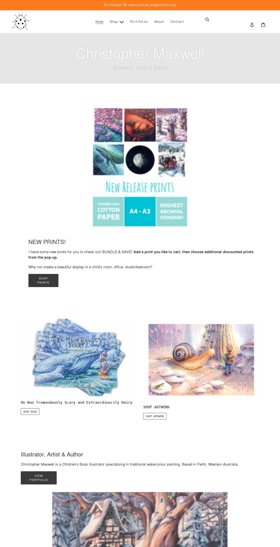 christophermaxwellart.com shopify website screenshot