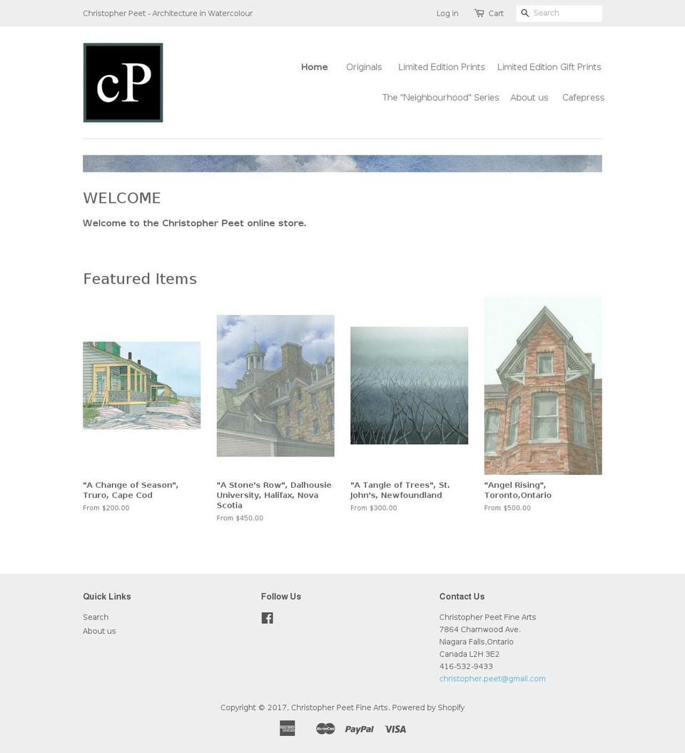christopherpeet.com shopify website screenshot
