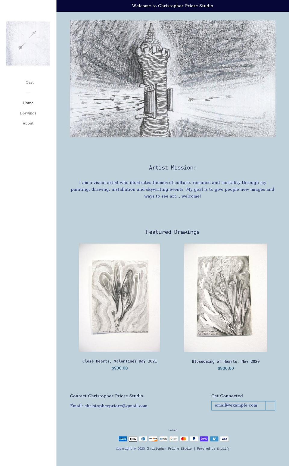 christopherpriorestudio.com shopify website screenshot