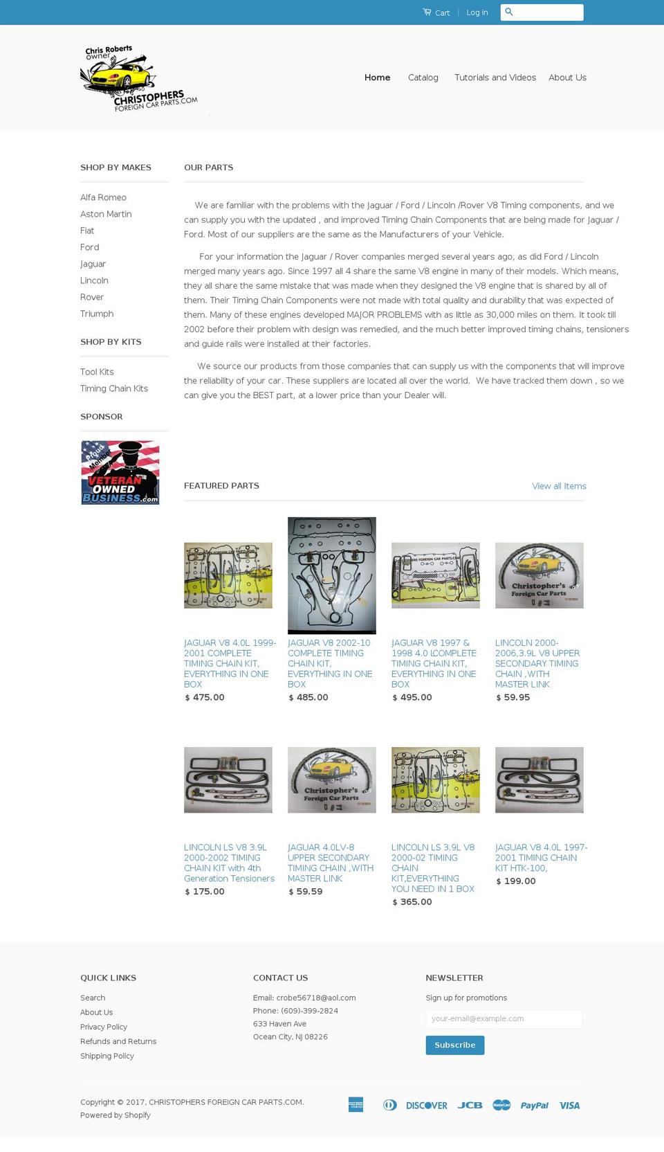 christophersforeigncarparts.com shopify website screenshot